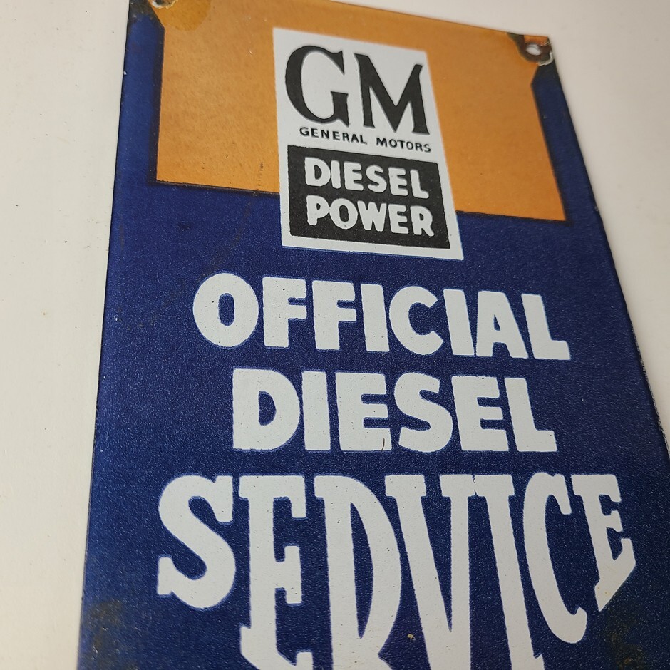 Vintage General Motors Sign – GM Automobiles Trucks Gas Diesel Porcelain Sign