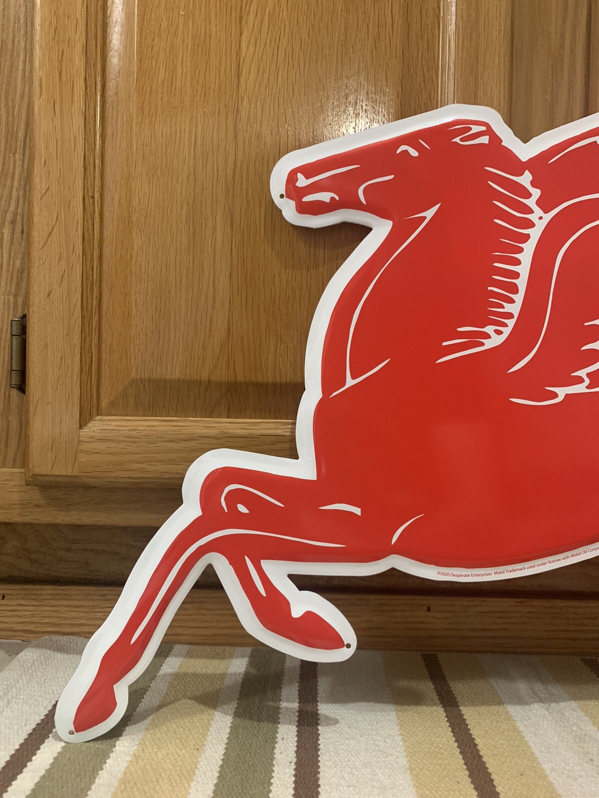 Mobil Pegasus Gasoline Metal Sign Garage Vintage Style Wall Decor Oil Horse Pub