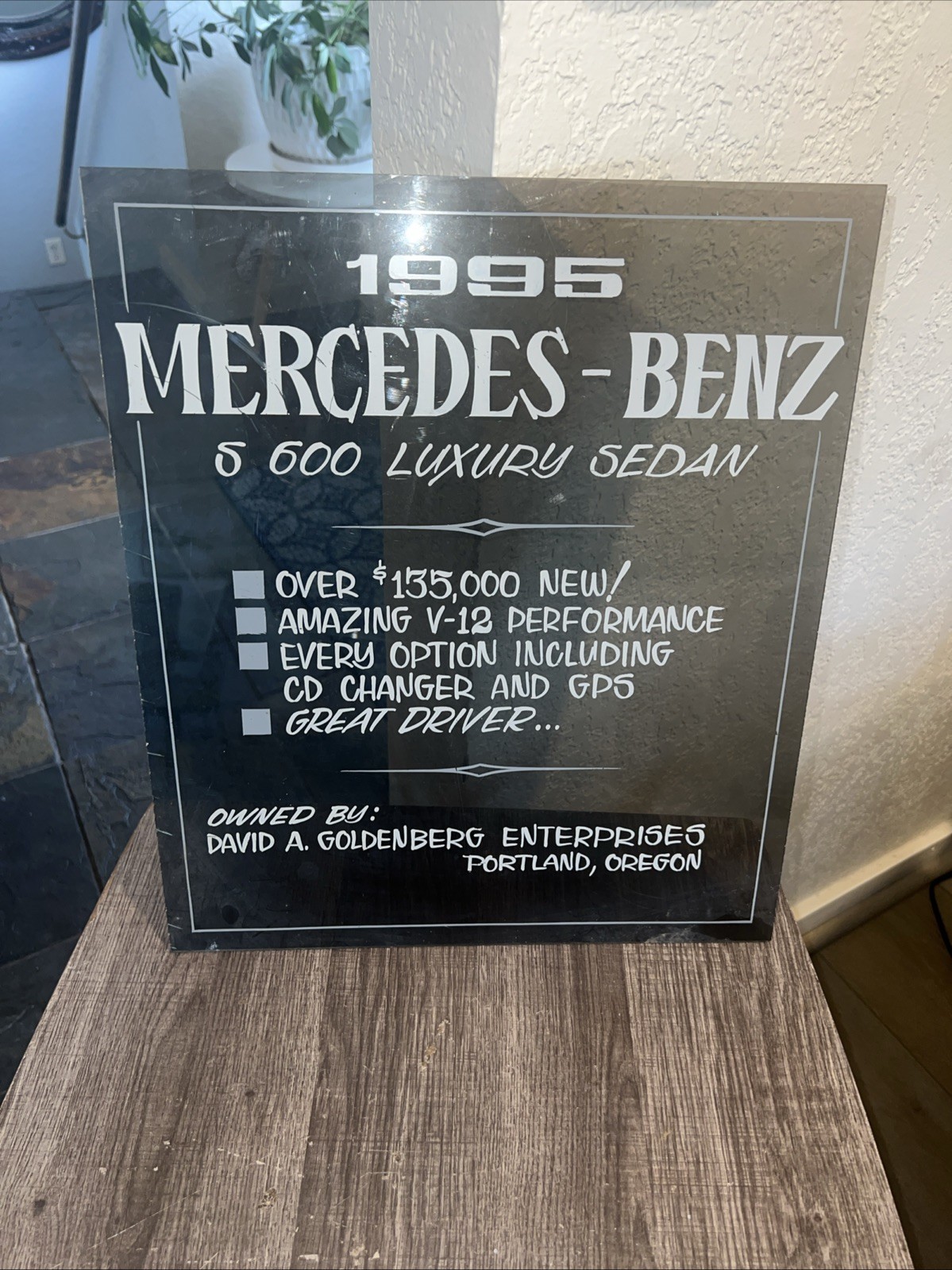 Vintage 1995 Mercedes Benz Dealership Sign 14”x 16” Plexiglass