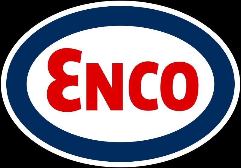 ENCO Oil Company NEW Sign 28″ Wide Oval Diecut AMERICAN STEEL