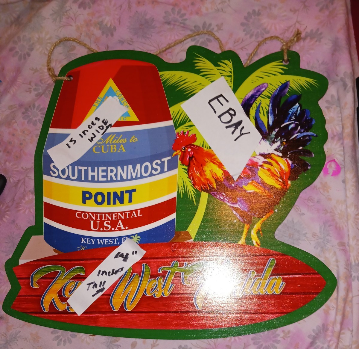 Southernmost Point Key West Florida 90 Miles From Cuba Wooden Sign 15×14