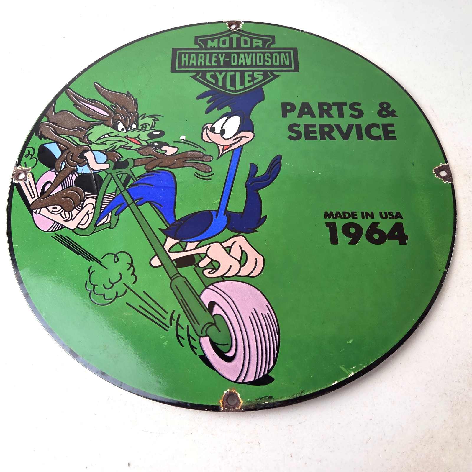 Vintage Harley Davidson Motorcycles Sign – Road Runner Porcelain Gas Pump Sign