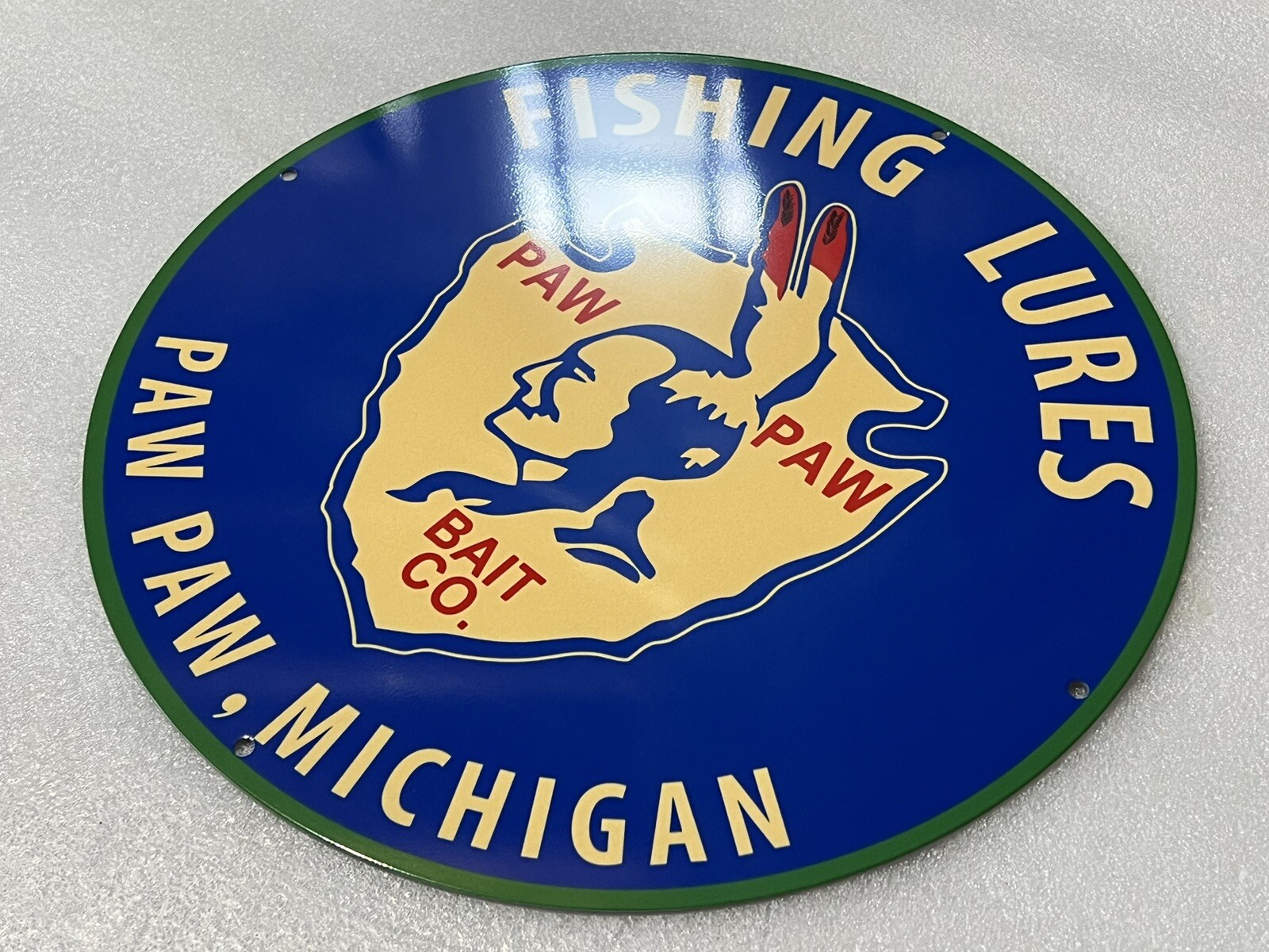 12in Paw Paw Fishing Lures bait Vintage Style Heavy Steel Metal Sign
