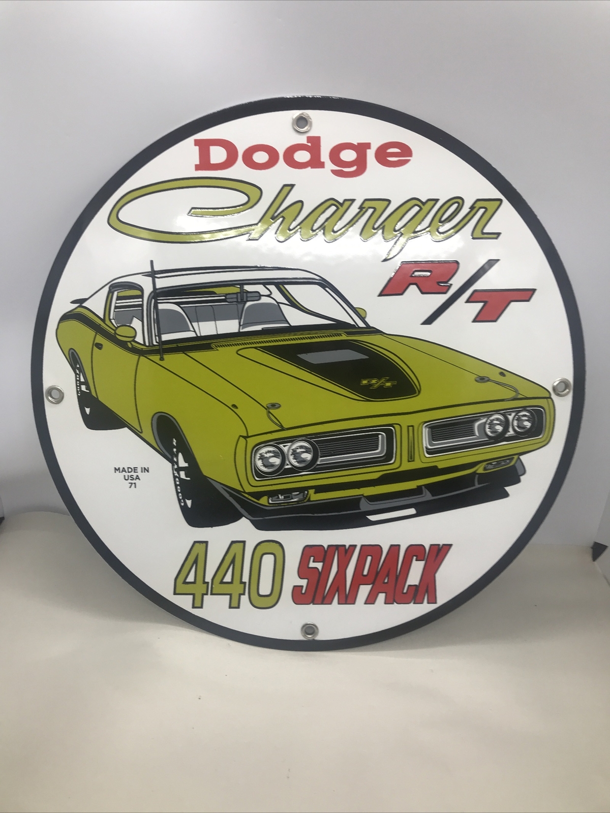 Original NOS Dodge Charger R/T 440 Six Pack 1971 Porcelain Sign