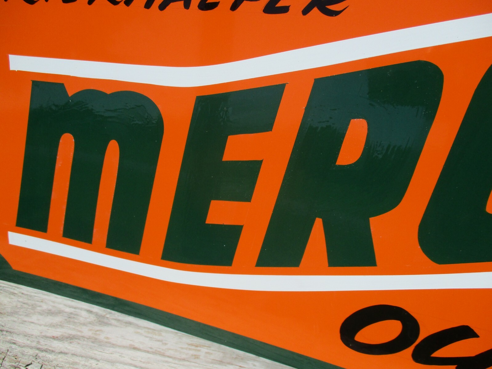 36” Vintage Hand Painted MERCURY OUTBOARD MOTORS Boat Shop Sign Fishing Gas Oil