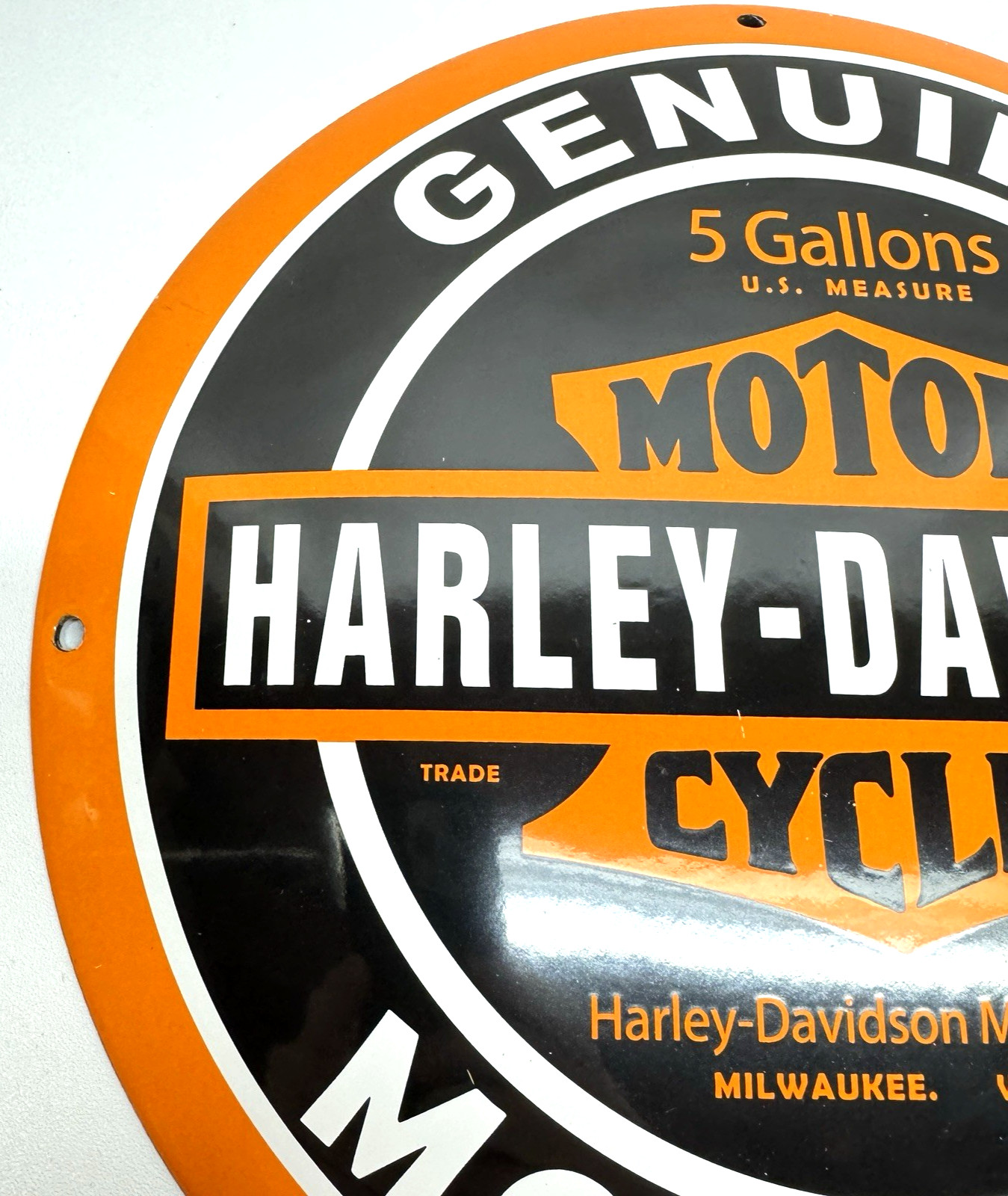 Harley Davidson – Vintage Porcelain Sign – Sales Service Motorcycle – Convex