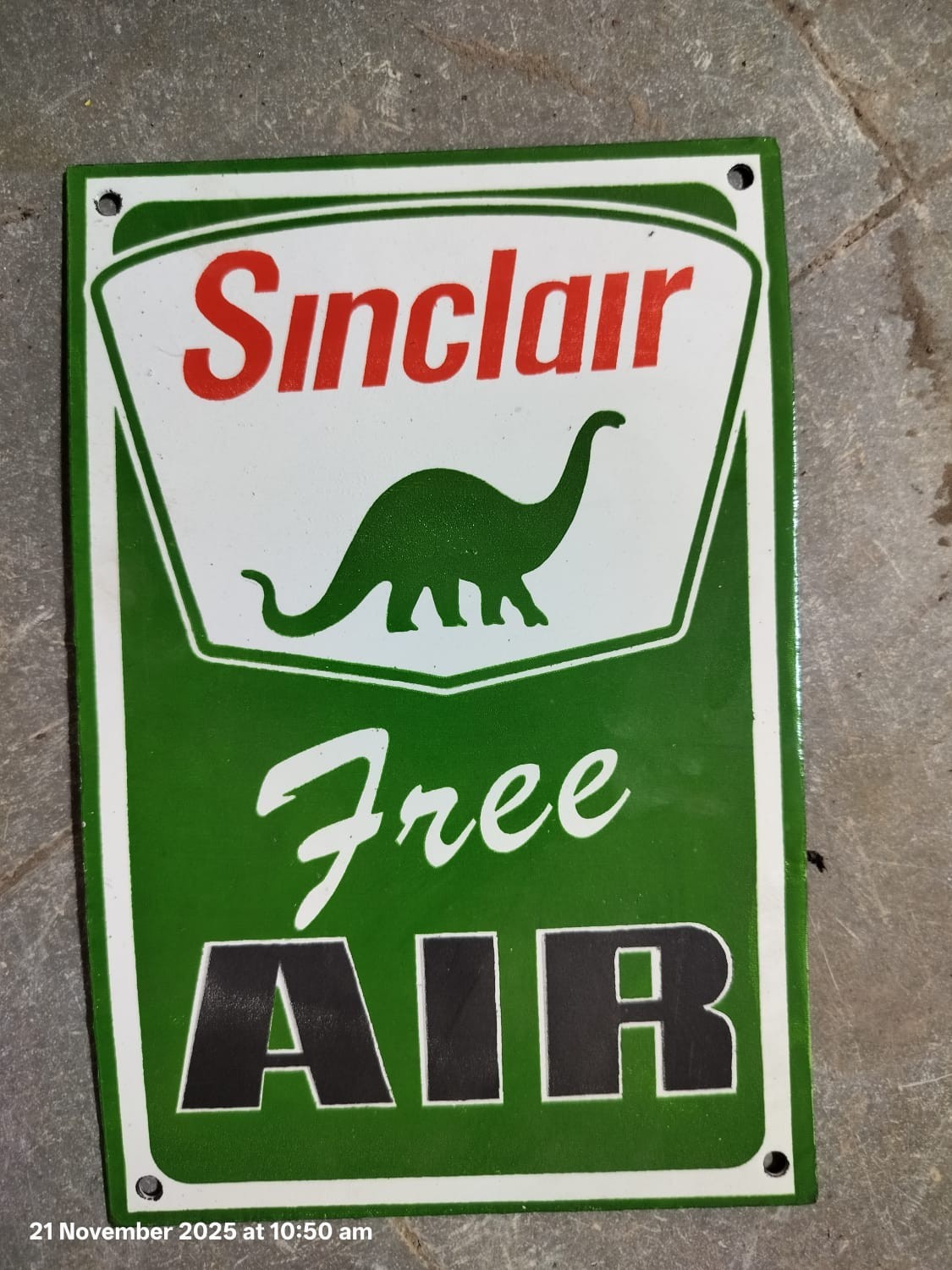 PORCELIAN SINCLAIR ENAMEL SIGN SIZE 12X7 INCHES