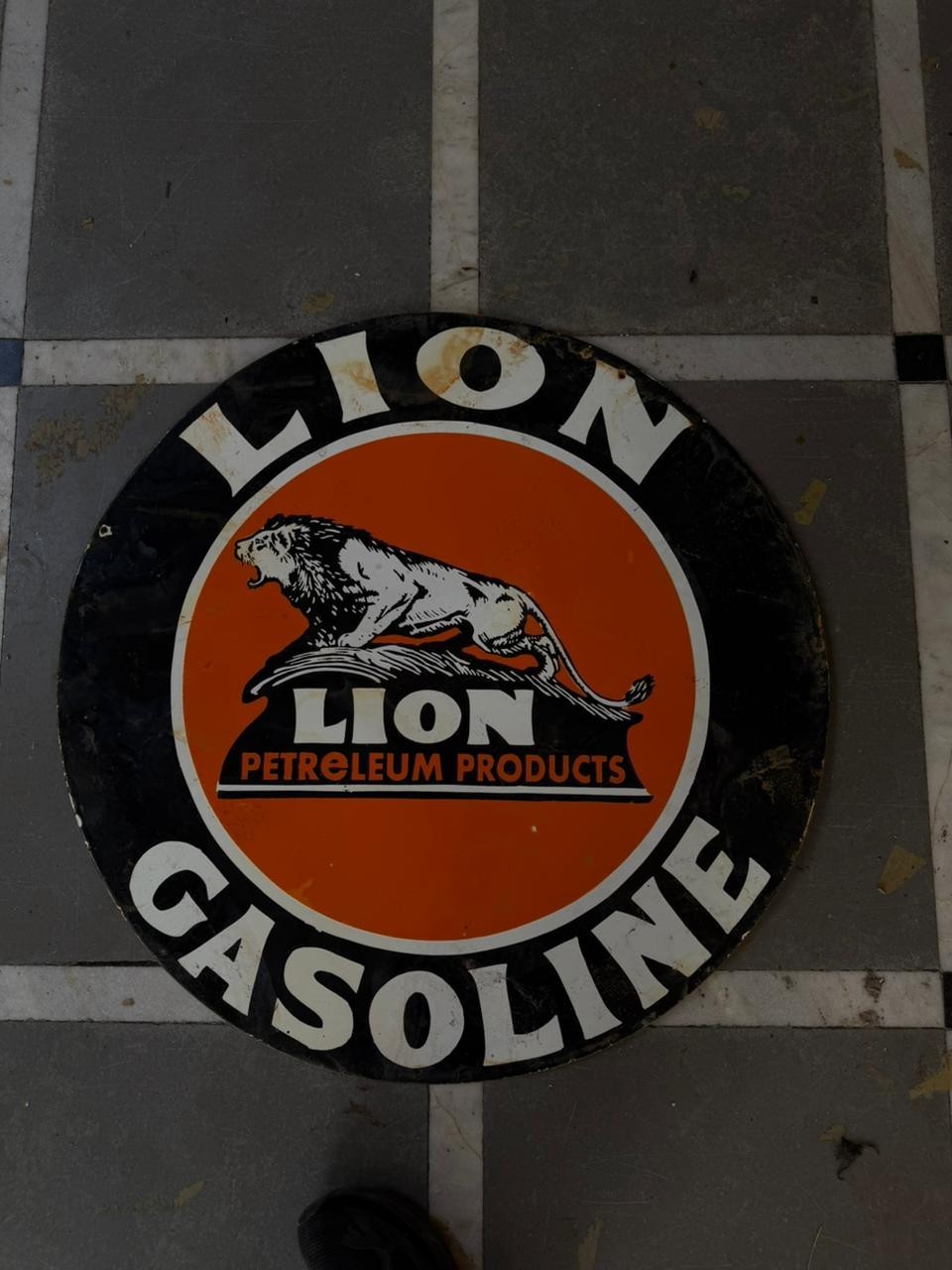 PORCELIAN LION ENAMEL SIGN SIZE 30X30 INCHES DOUBLE SIDED