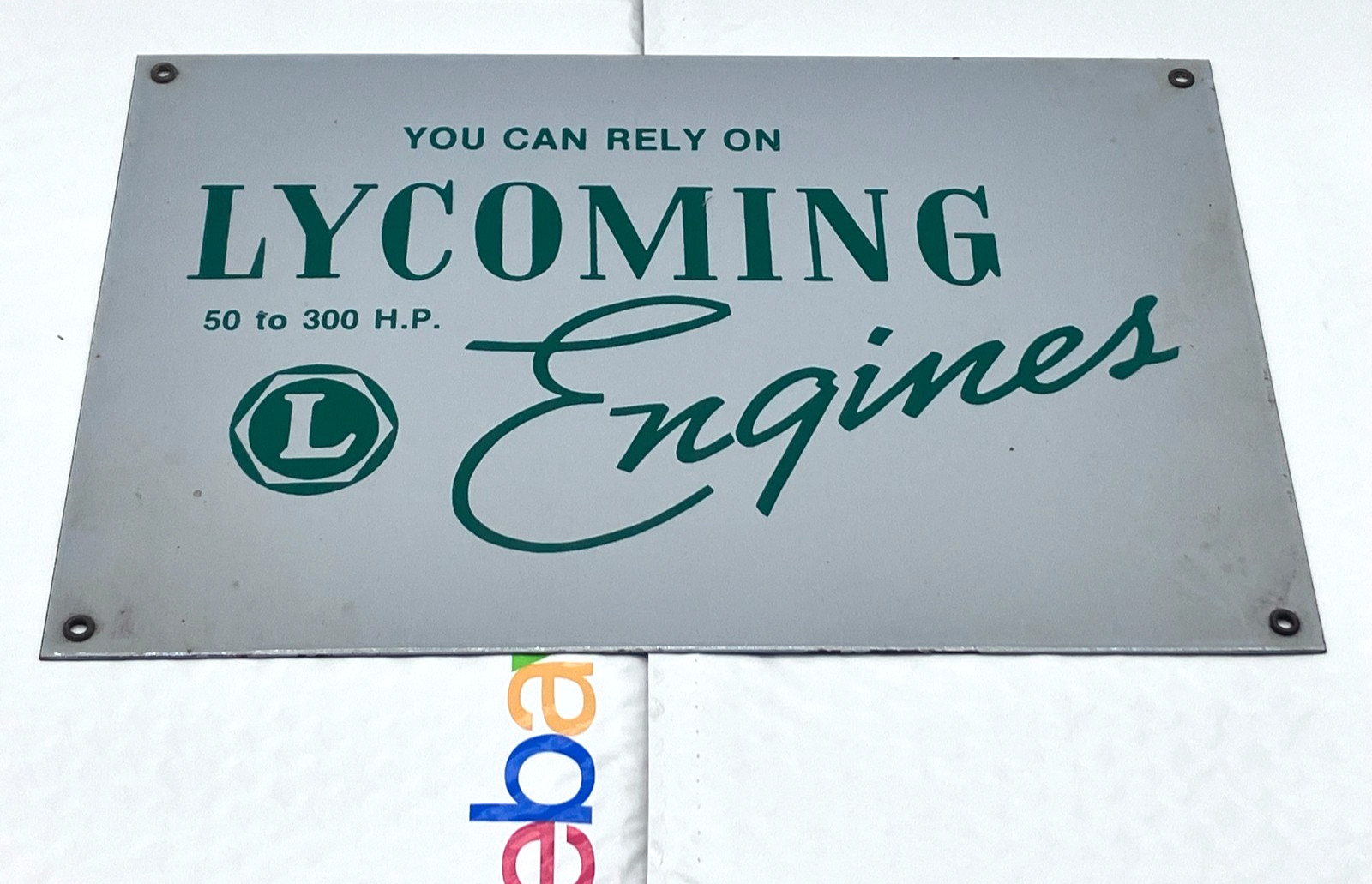 VINTAGE LYCOMING ENGINES PORCELAIN SIGN GAS STATION PUMP PLATE MOTOR OIL SERVICE