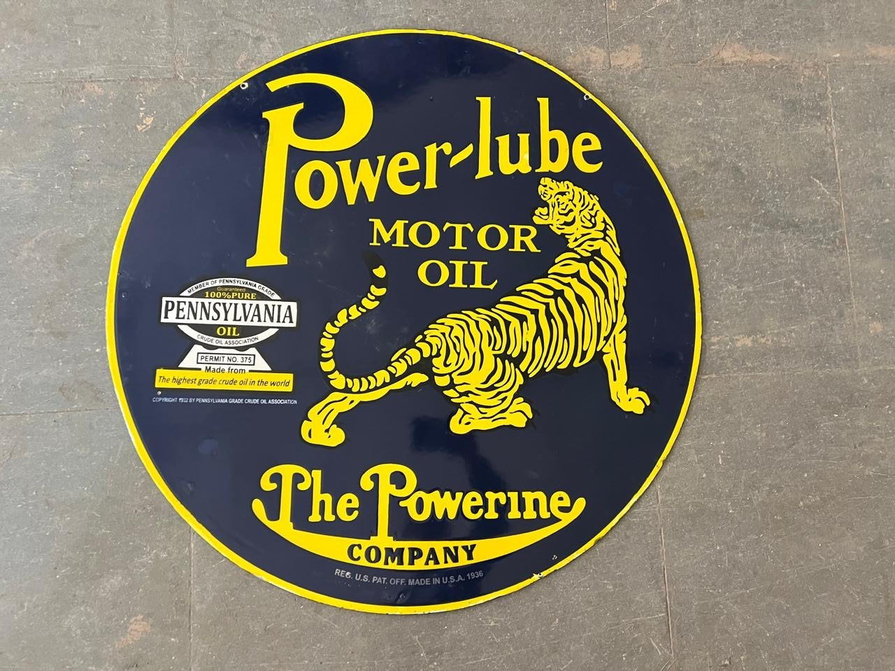 PORCELIAN POWER LUBE ENAMEL SIGN SIZE 30X30 INCHES DOUBLE SIDED