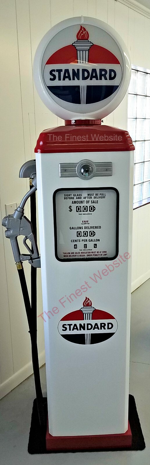 NEW STANDARD REPLICA GAS PUMP – ANTIQUE REPRODUCTION (WHITE & RED) – FREE SHIP*
