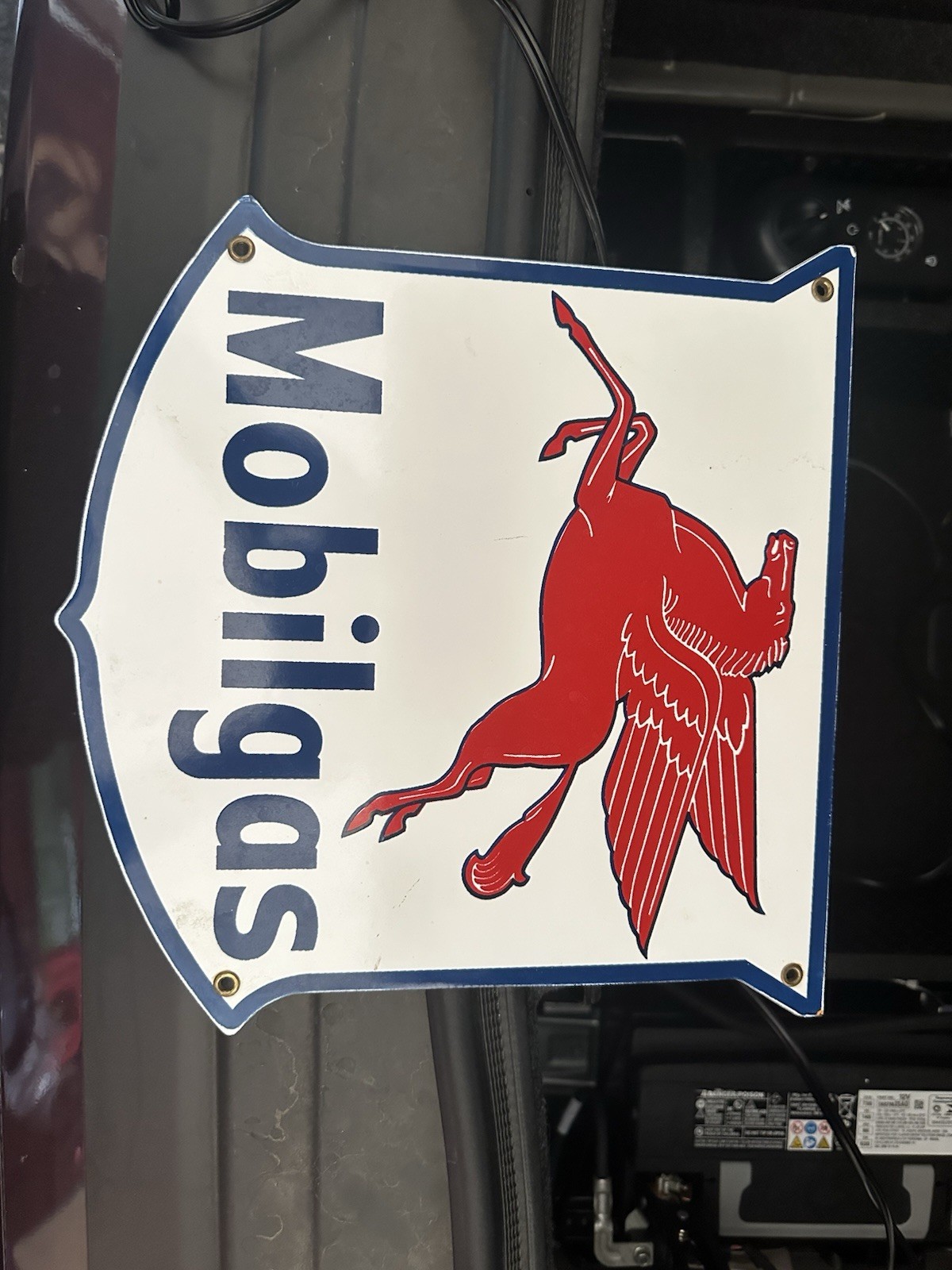 Mobil Gas Gas Pump Sign Advertising Enamel Porcelain Metal Oil Gas Plate Station