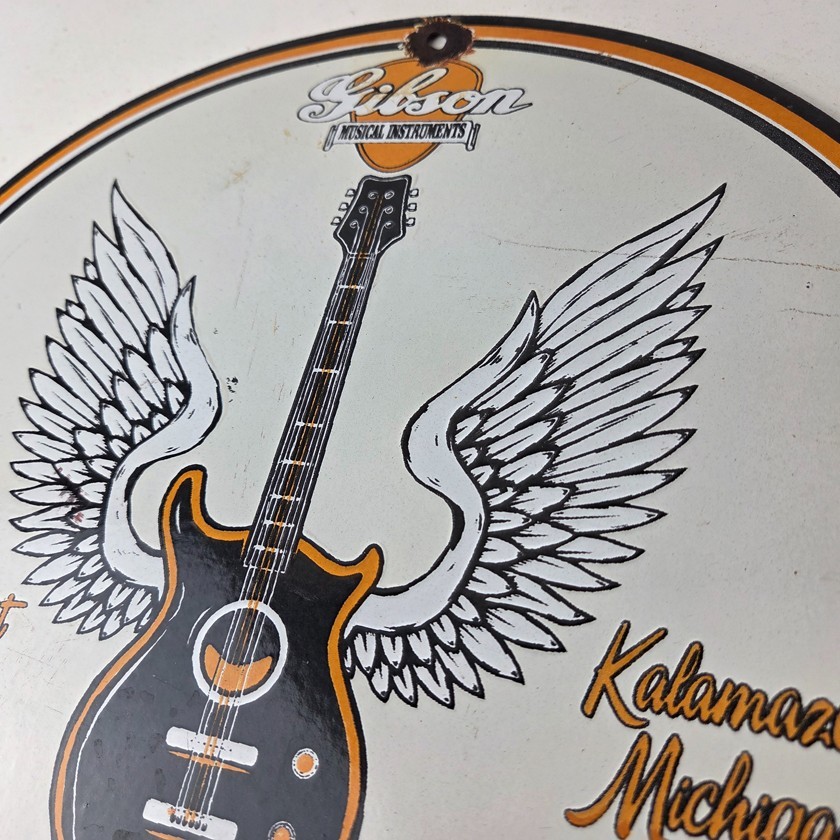 Vintage Gibson Guitars – Acoustic Electric Bass Store Porcelain Gas Station Sign