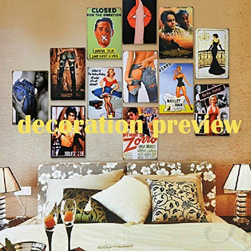 12 Pieces Gas and Oil Tin Signs, Retro Vintage Metal Sign for Home Man Cave Gara