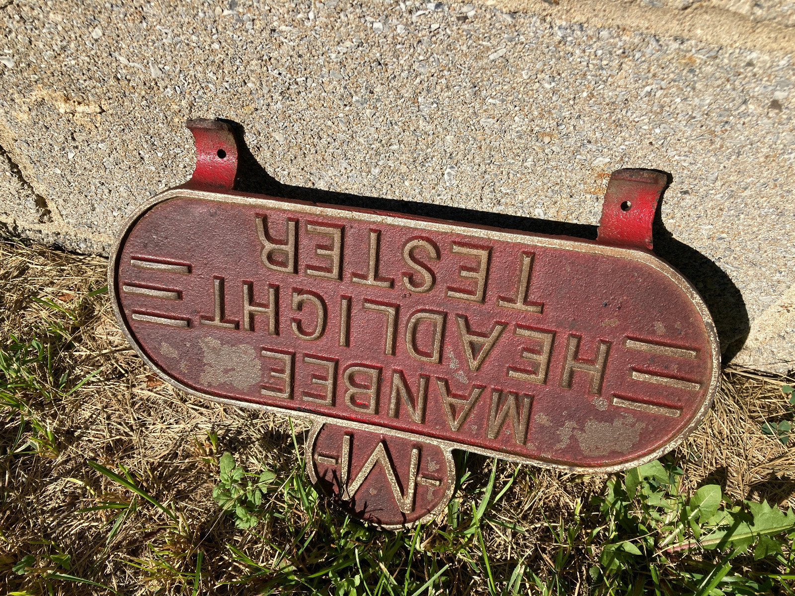 Vintage cast metal art deco equipment topper off a Manbee headlight tester 40’s?