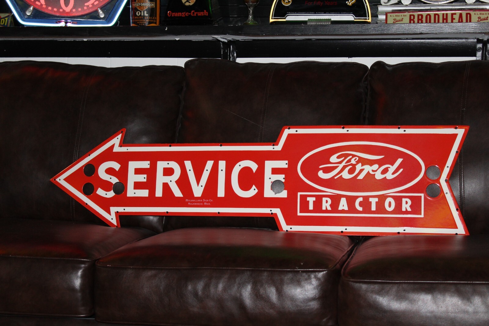 FORD TRACTOR SERVICE PORCELAIN ARROW METAL NEON SIGN SKIN CAR TRUCK GAS OIL FARM