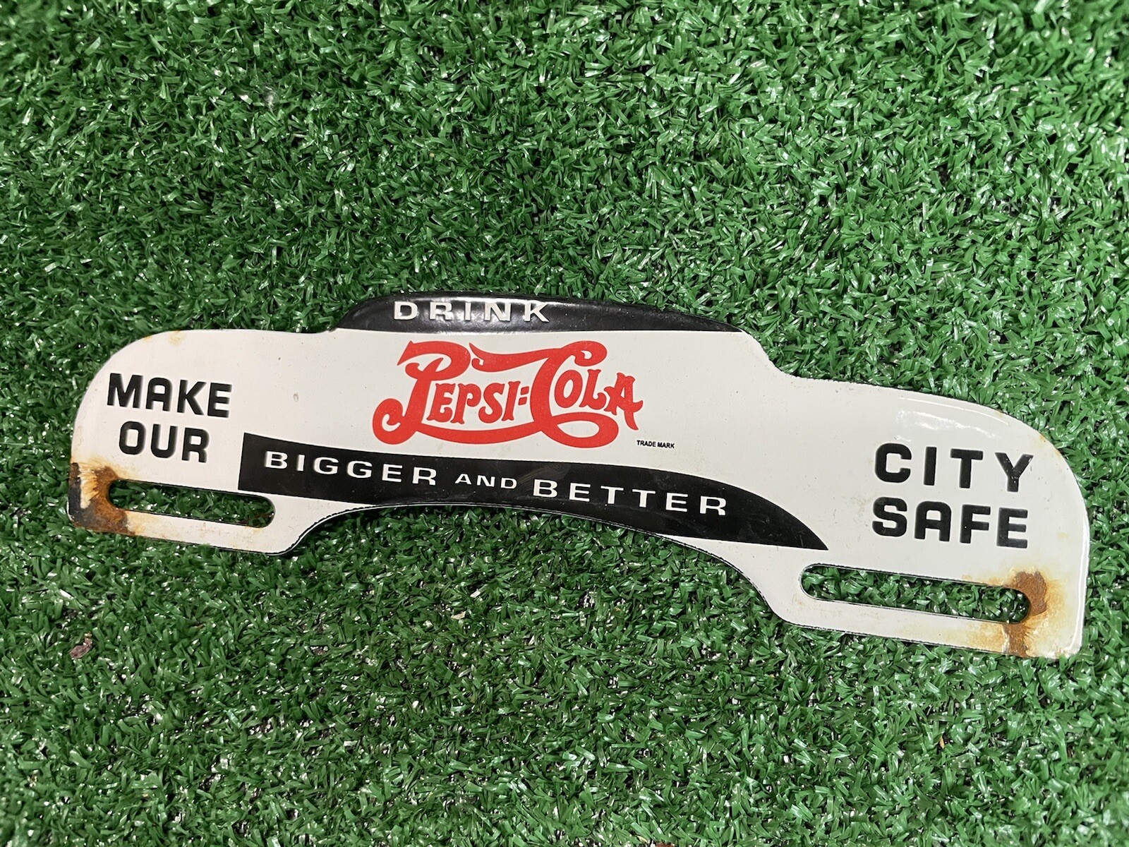 VINTAGE PEPSI COLA PORCELAIN SIGN SODA BEVERAGE ADVERTISING PLATE TOPPER PLAQUE