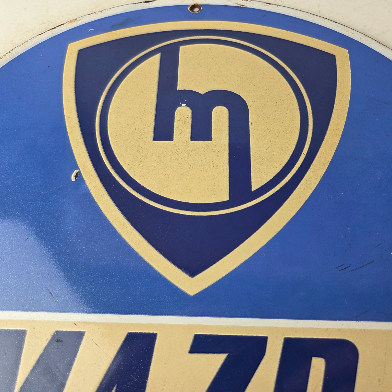 Vintage Mazda Porcelain Sign – Automobiles Mechanic Repair Shop Gas Pump Sign