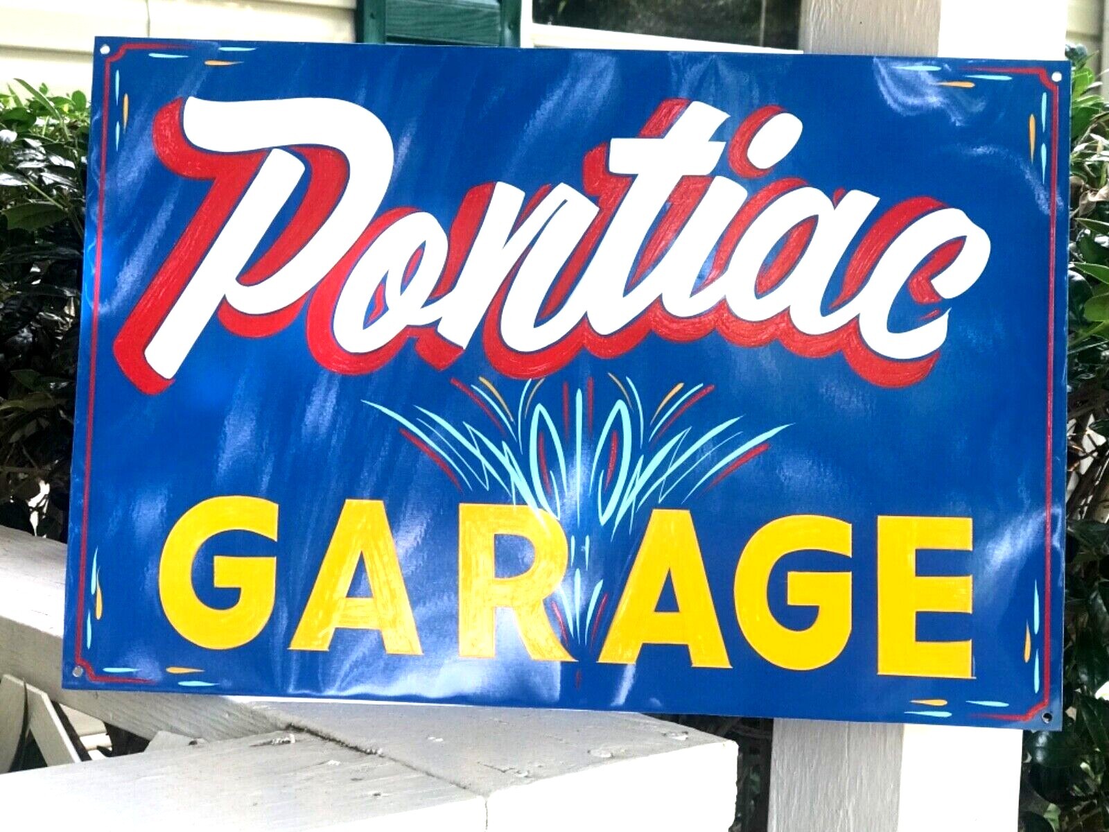 Vintage PONTIAC Chevy Garage Hand Painted HOT RAT ROD SHOP Car SIGN Pinstriped b