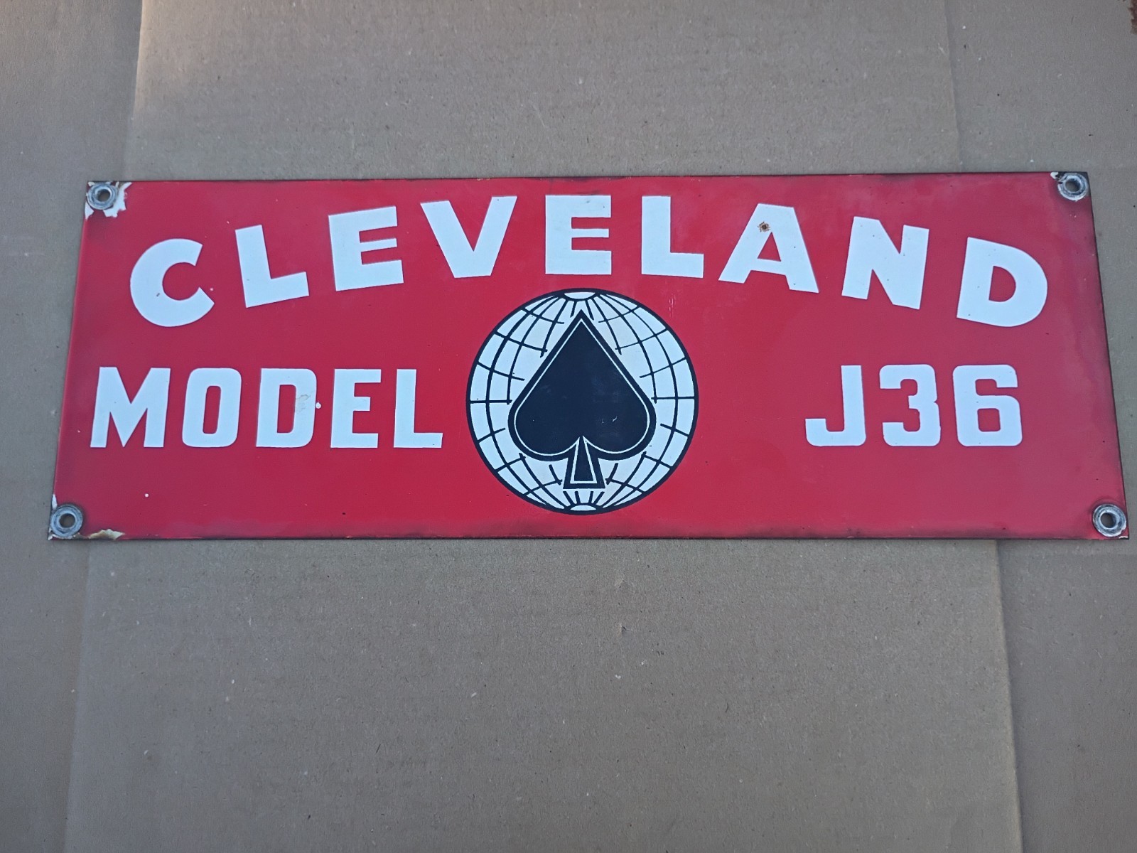 Vintage Cleveland J36 Trencher Porcelain Sign