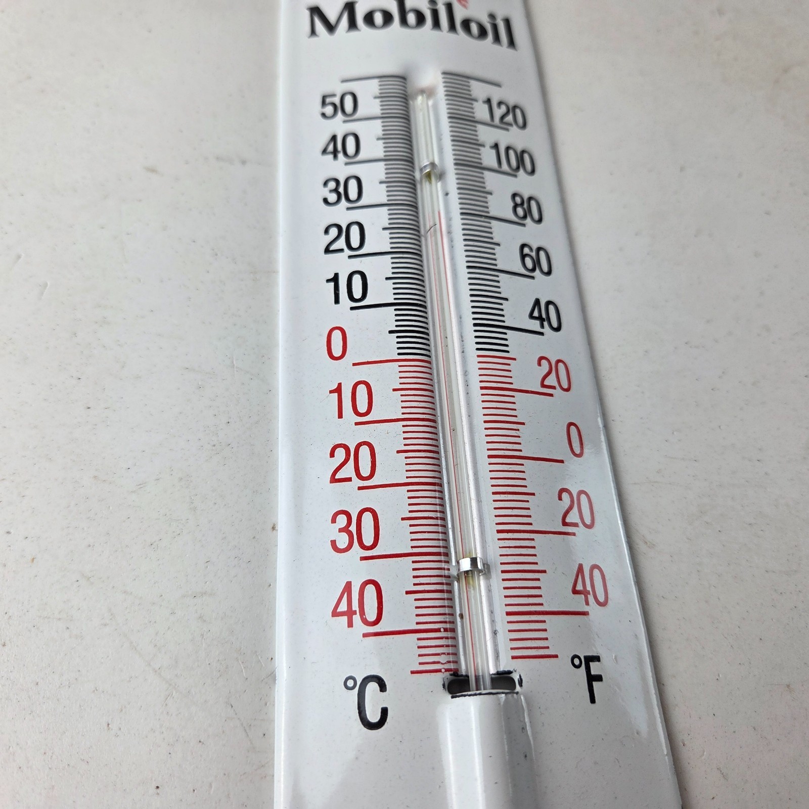 Vintage Mobilgas Sign – Gas Service Pump Ad Sign on Porcelain Thermometer