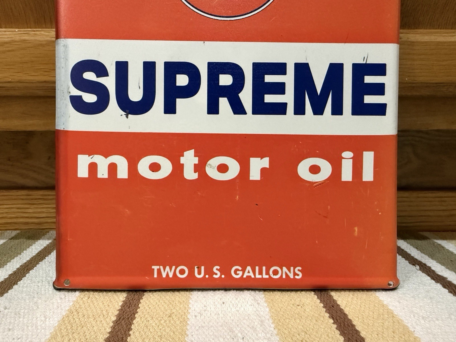 Gulf Motor Oil Sign 2 Gallon Can Parts Tools Gas Garage Vintage Style Wall Decor