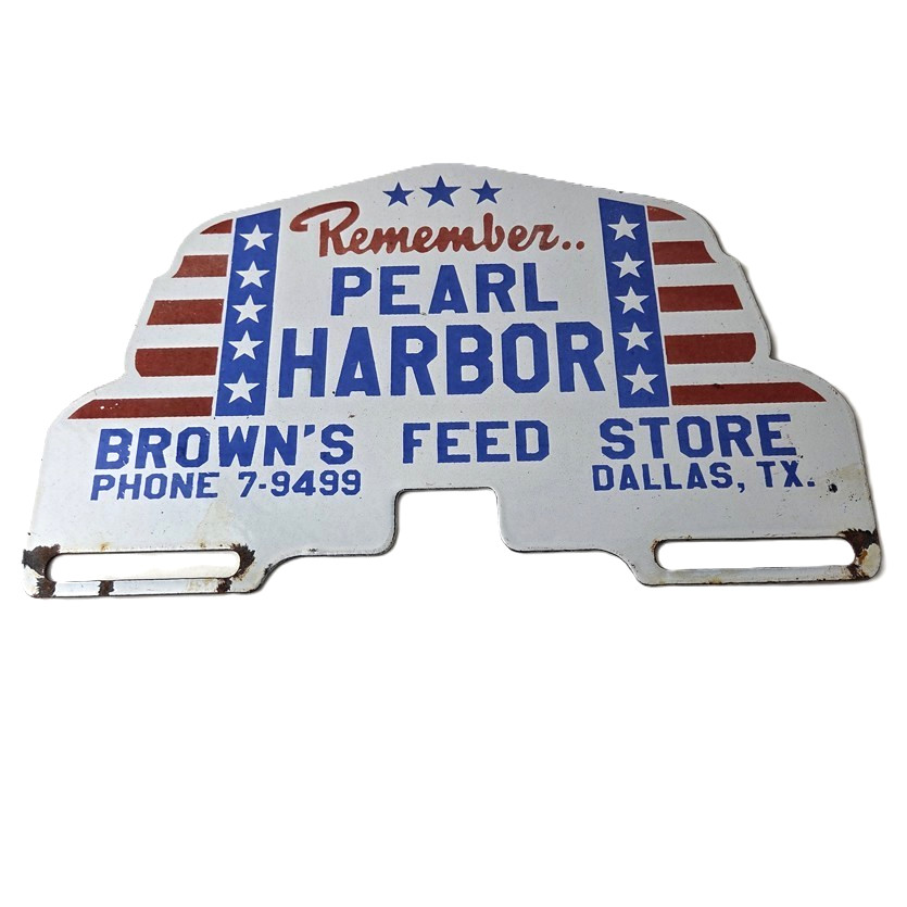 Vintage Pearl Harbor License Plate Topper – Feed Sign Ad on Automobile Topper