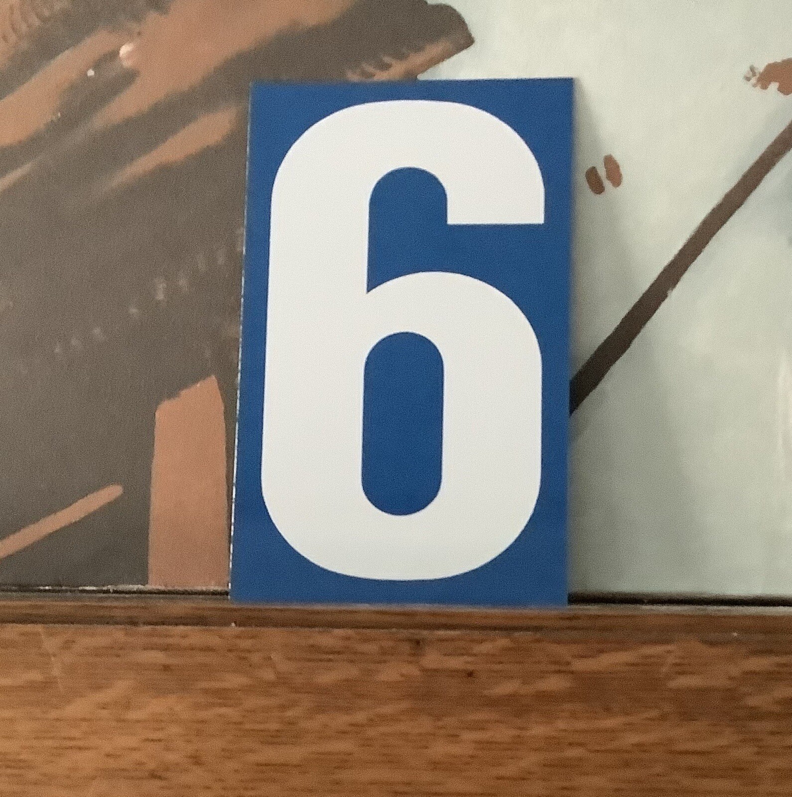 Vintage Chevron Double Sided Metal Gas Station Numbers 6-9-7 White Blue Graphic