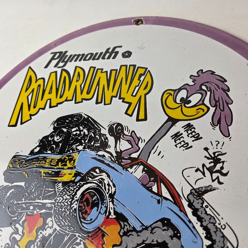 Vintage Rat Fink Sign – Plymouth Road Runner Hot Rod Gas Pump Porcelain Sign