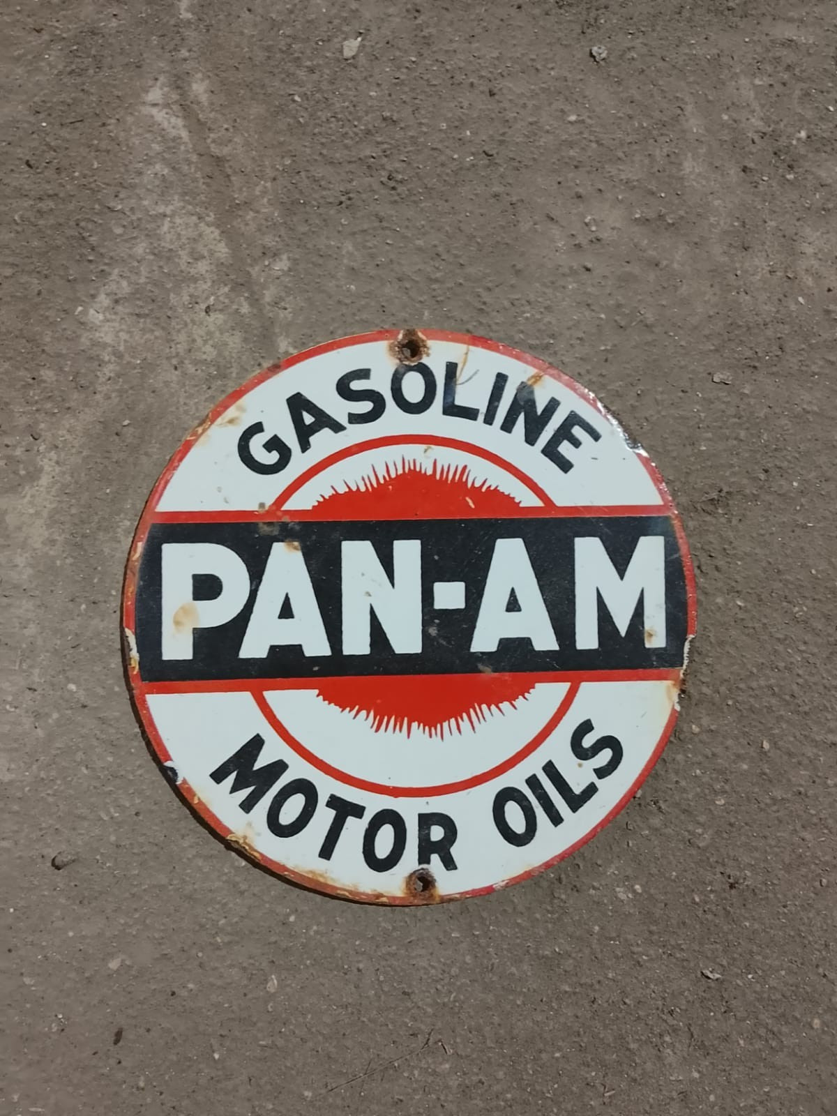 PORCELAIN PAN-AM ENAMEL SIGN 6X6 INCHES
