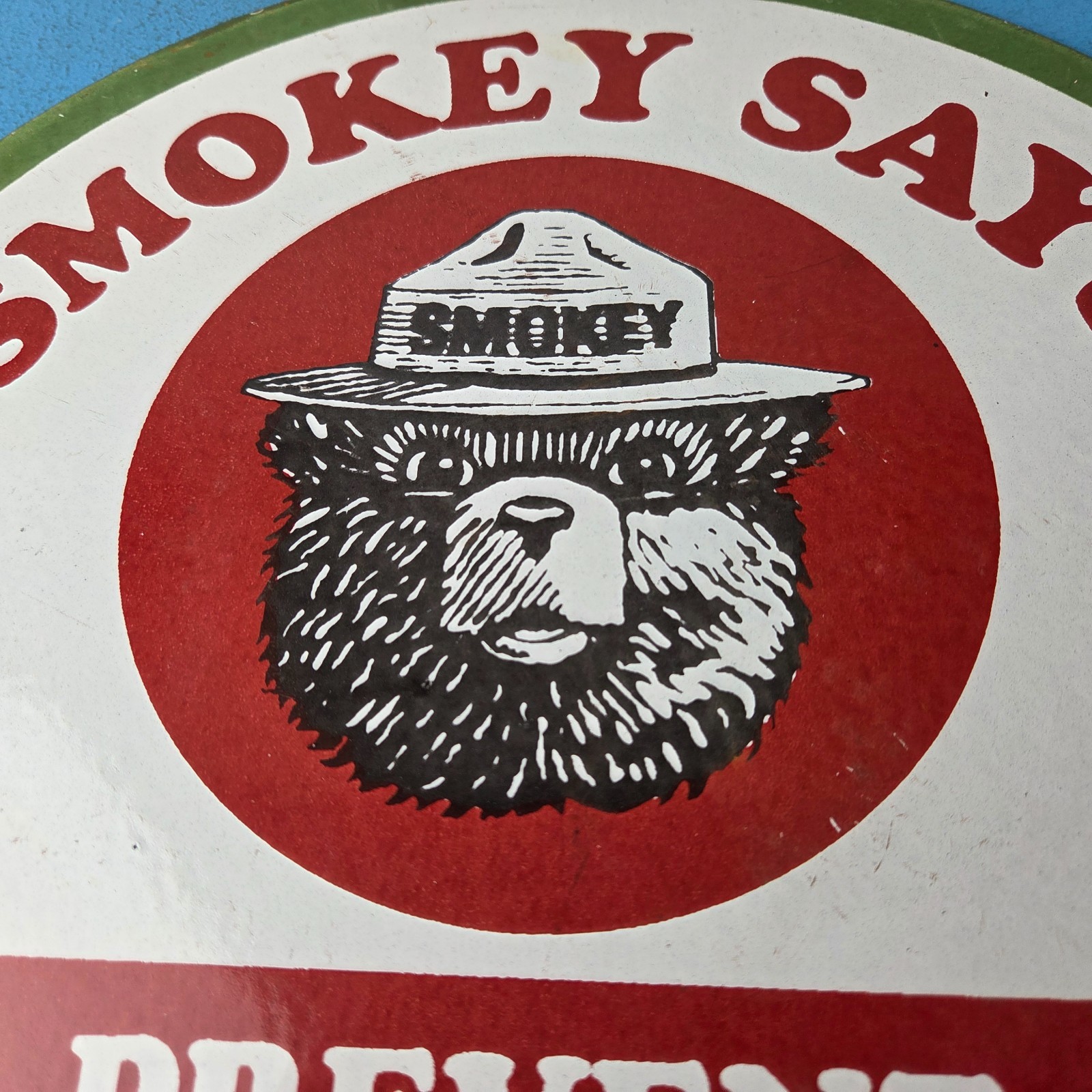 Vintage Smokey Bear Porcelain Sign – Only You Can Prevent Forest Fires Sign
