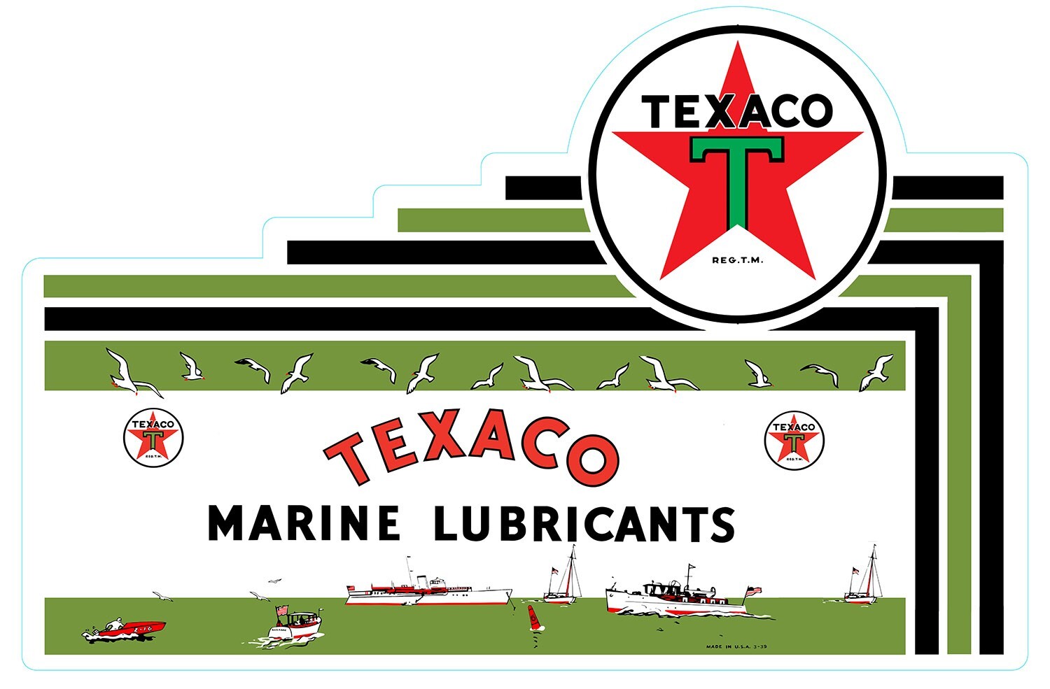Texaco Marine Lubricants Laser Cut Metal Sign