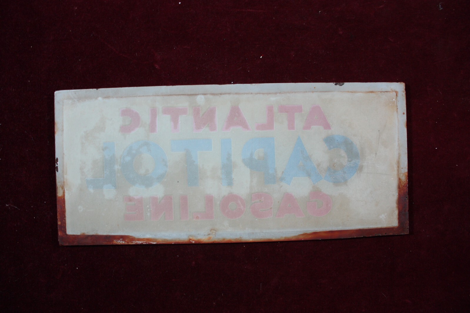 ** VINTAGE ATLANTIC CAPITAL GASOLINE SIGN WAYNE GAS PUMP PLATE LENSE SURVIVOR **