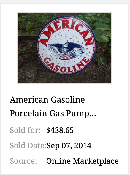 VINTAGE AMERICAN GASOLINE POWERFUL EAGLE 11 3/4″ PORCELAIN METAL GAS & OIL SIGN