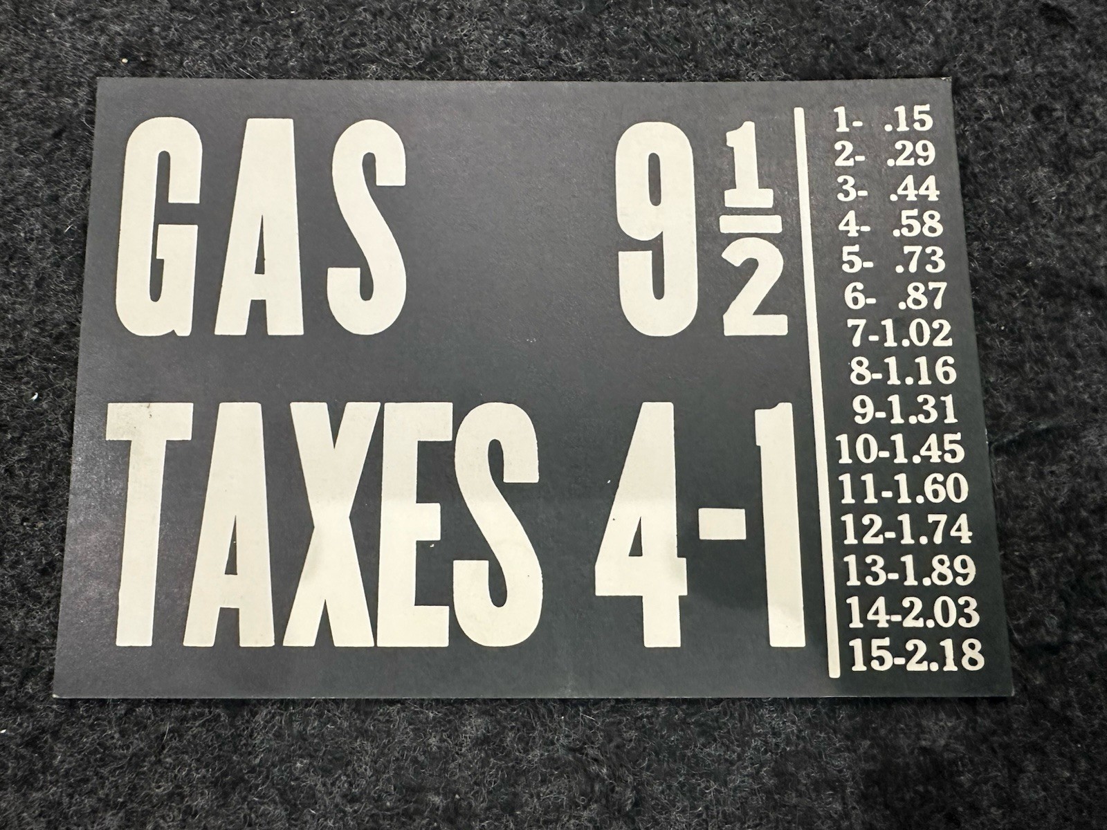 1 two side Visible Gas Service Station Pump Price Tax Paper Sign vtg 1920s rare