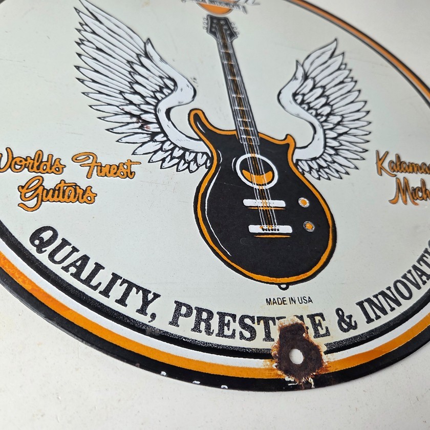 Vintage Gibson Guitars – Acoustic Electric Bass Store Porcelain Gas Station Sign