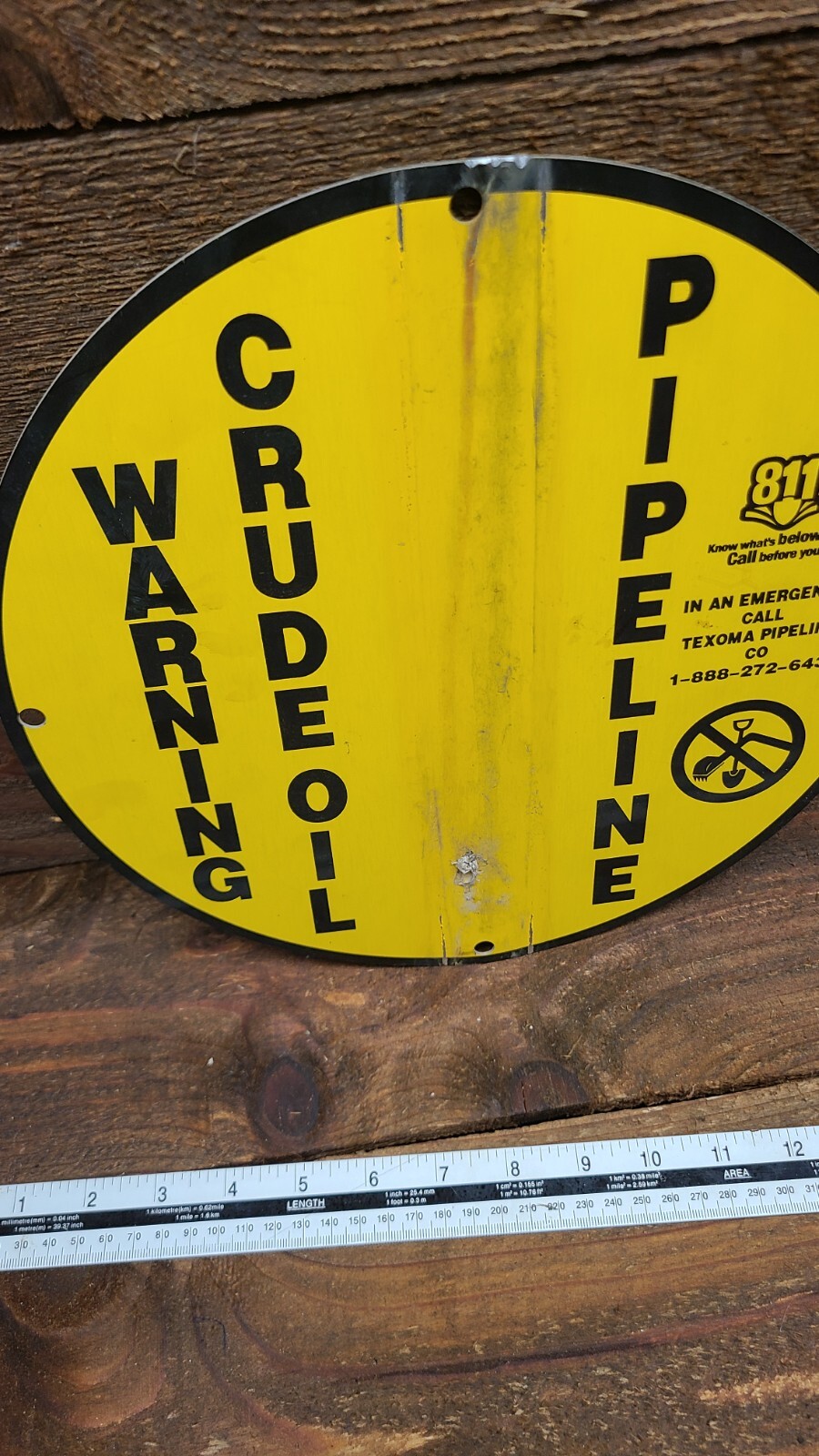 VINTAGE ALL AMERICAN PETROLEUM PIPELINE ENAMEL SIGN GAS STATION MOTOR OIL PUMP