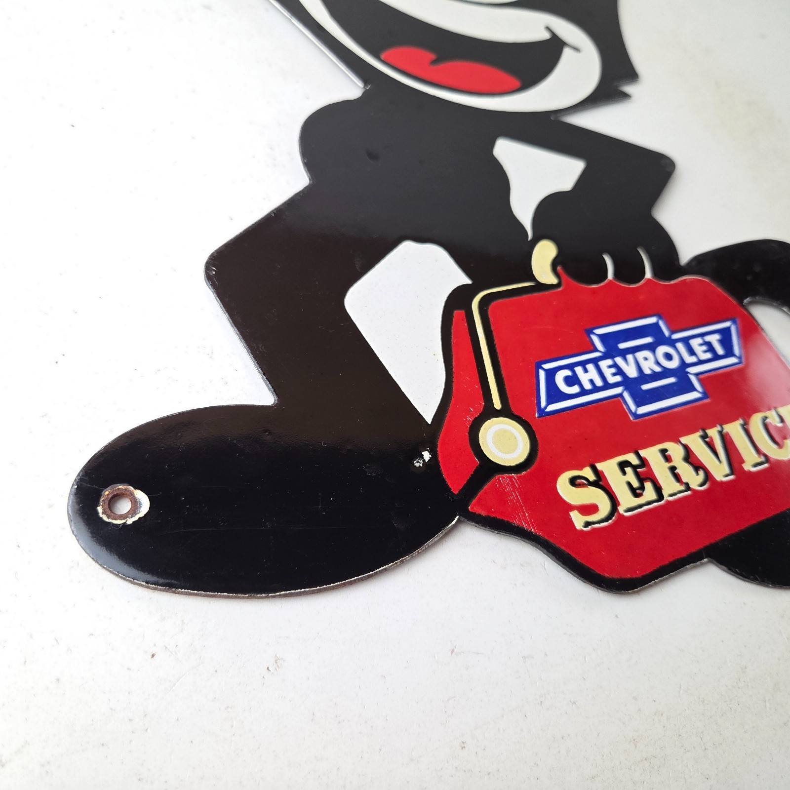 Vintage Chevrolet Porcelain Sign – Service Gas Pump Chevy FELIX Advertising Sign