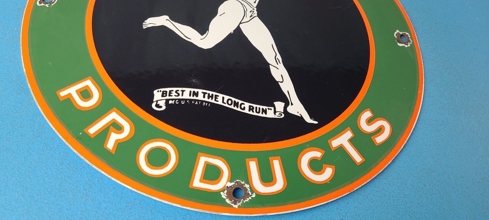 Vintage Marathon Products Sign – Gasoline Gas Motor Oil Pump Shop Porcelain Sign