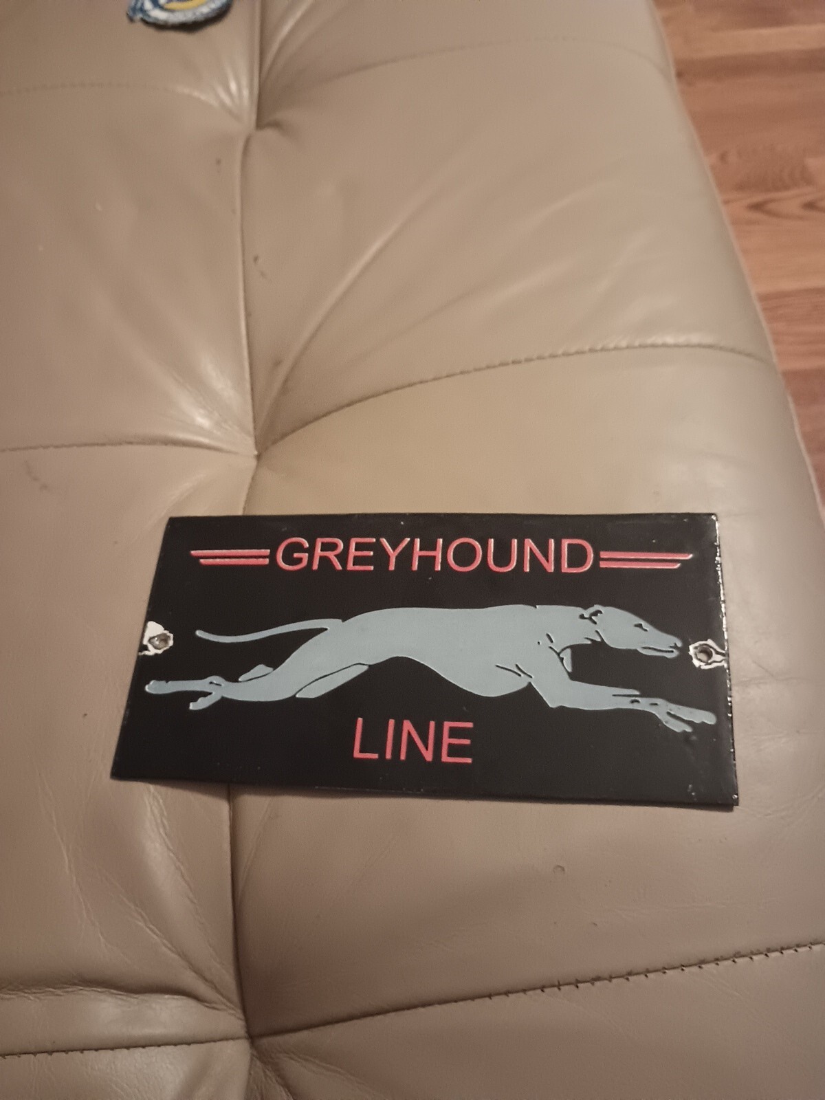 Porcelain Greyhound Line Enamel Metal Sign Plate Size 8″ x 4″ Inches