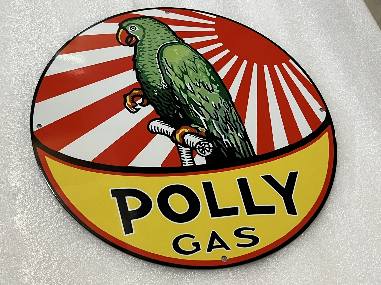 12in Polly Parrot Gasoline Gas Vintage Style Heavy Steel Metal Sign Pump Plate