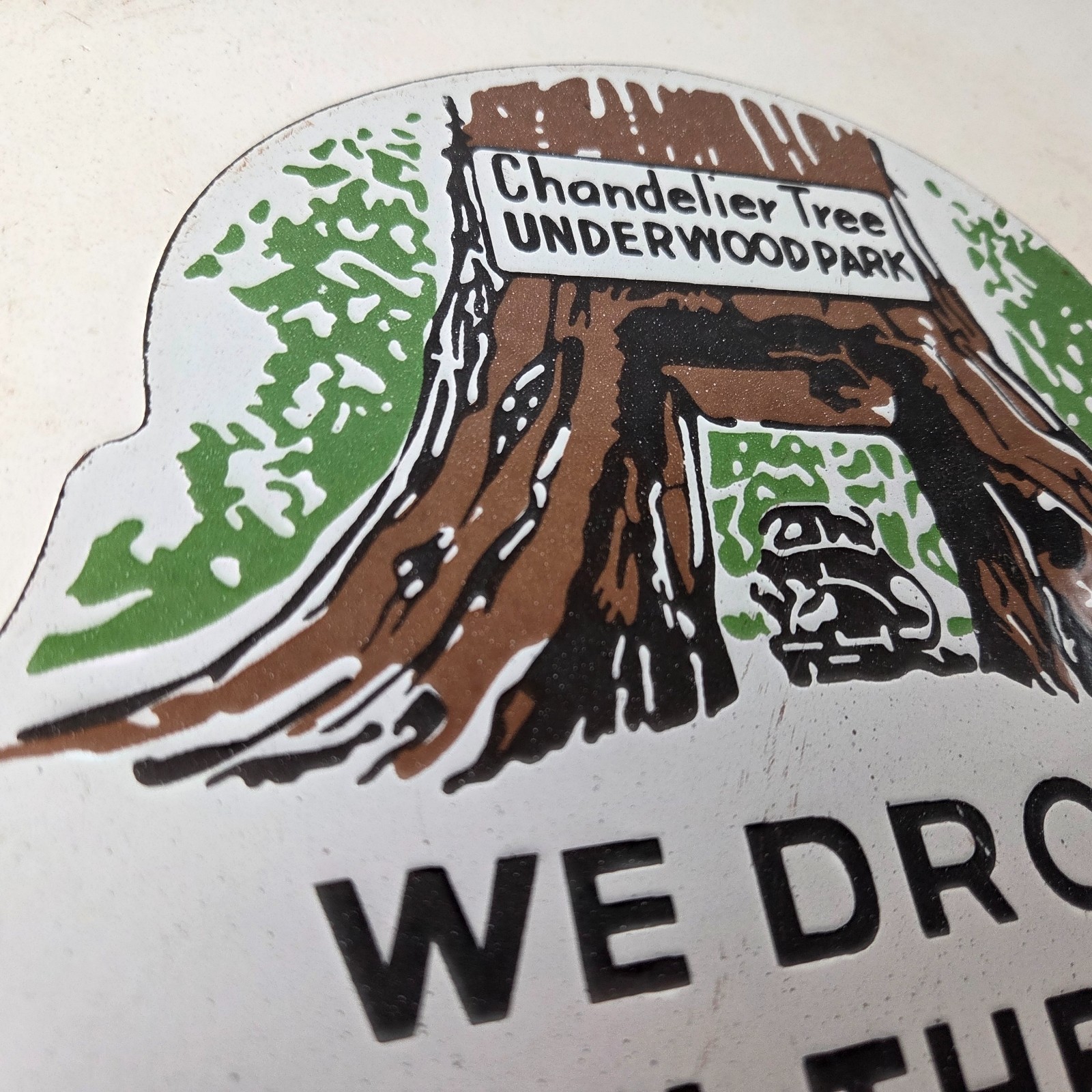 Vintage Redwood Forest License Plate Topper – Sign Ad on Automobile Topper