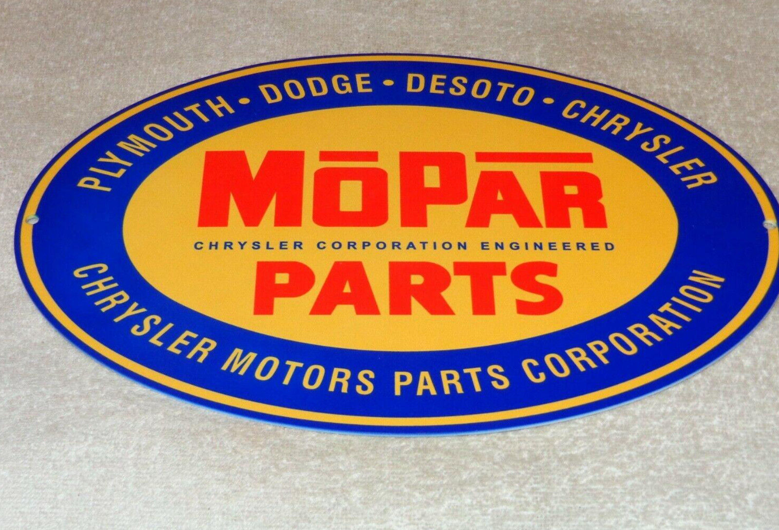 VINTAGE MOPAR PARTS CHRYSLER DODGE PLYMOUTH 1′ METAL CAR TRUCK GASOLINE OIL SIGN