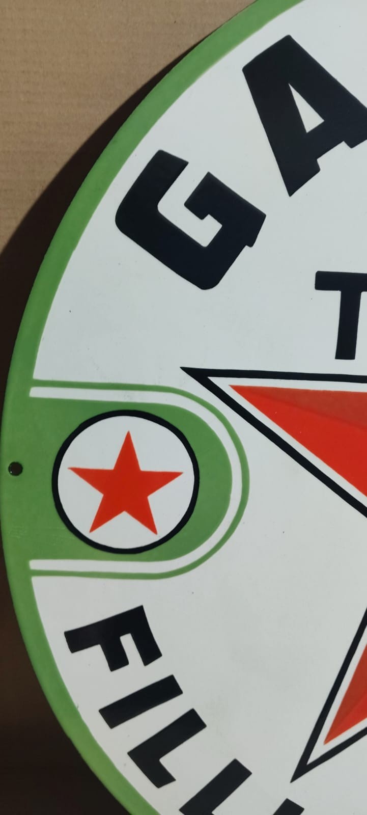 Texaco Gasoline Filling Station Porcelain Enamel Sign 30 x 30 Inches 1 Sided