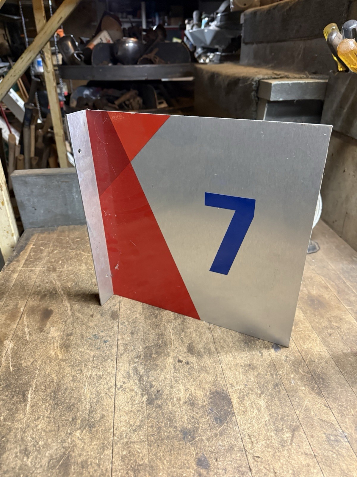 New NOS Gas Pump Fuel Citgo No 7 Seven Station Number Marker Metal Flange Sign