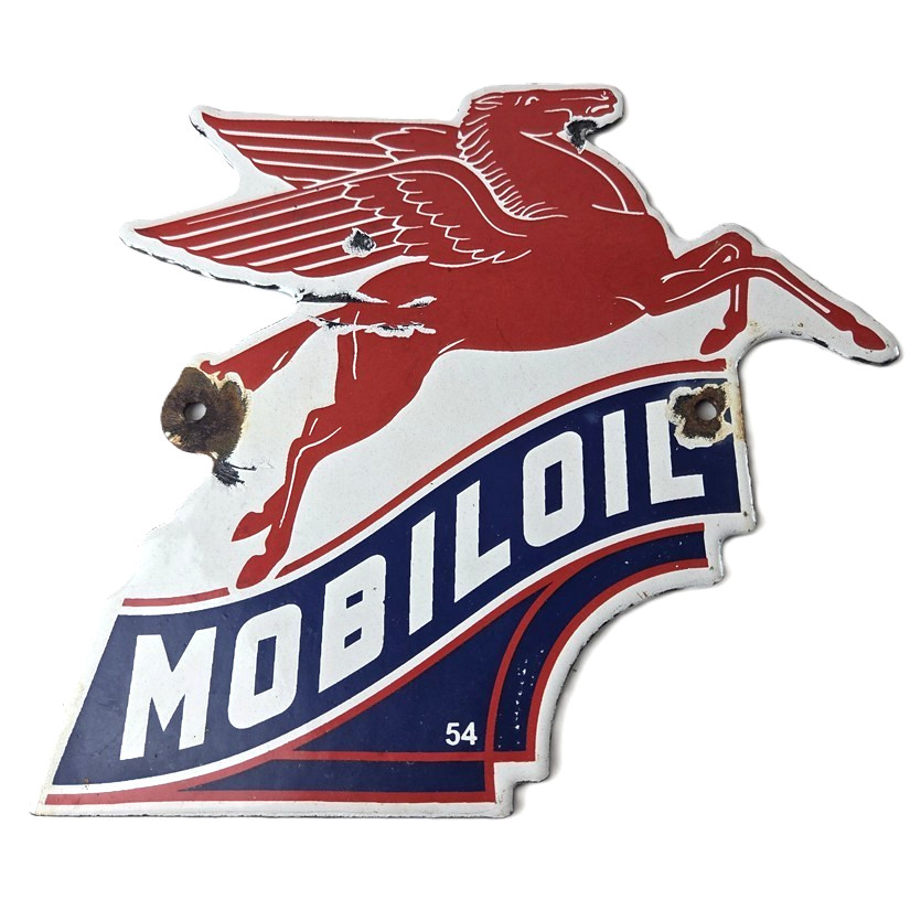 Vintage Mobil Gasoline Sign – Pegasus Motor Oil Gas Pump Porcelain Sign