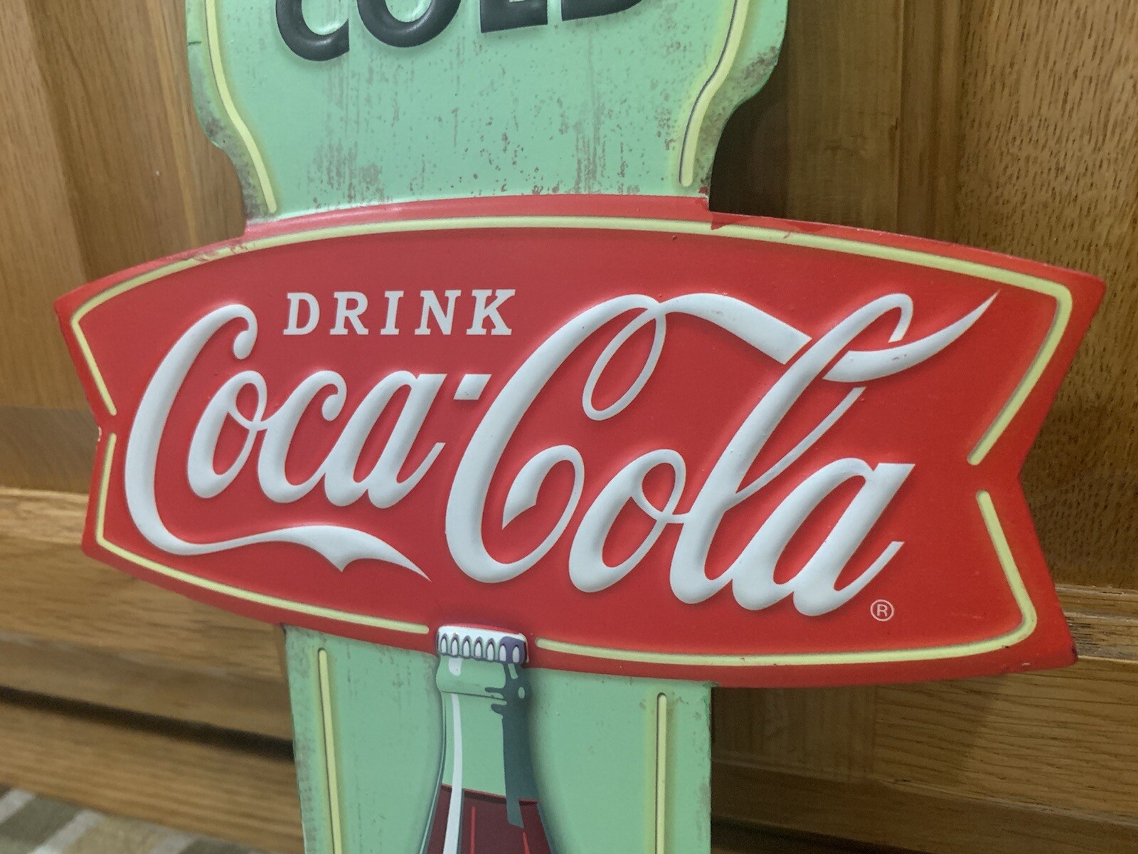 Coca Cola Sign Arrow Ice Cold Arrow Fishtail Vintage Style Wall Decor Diner