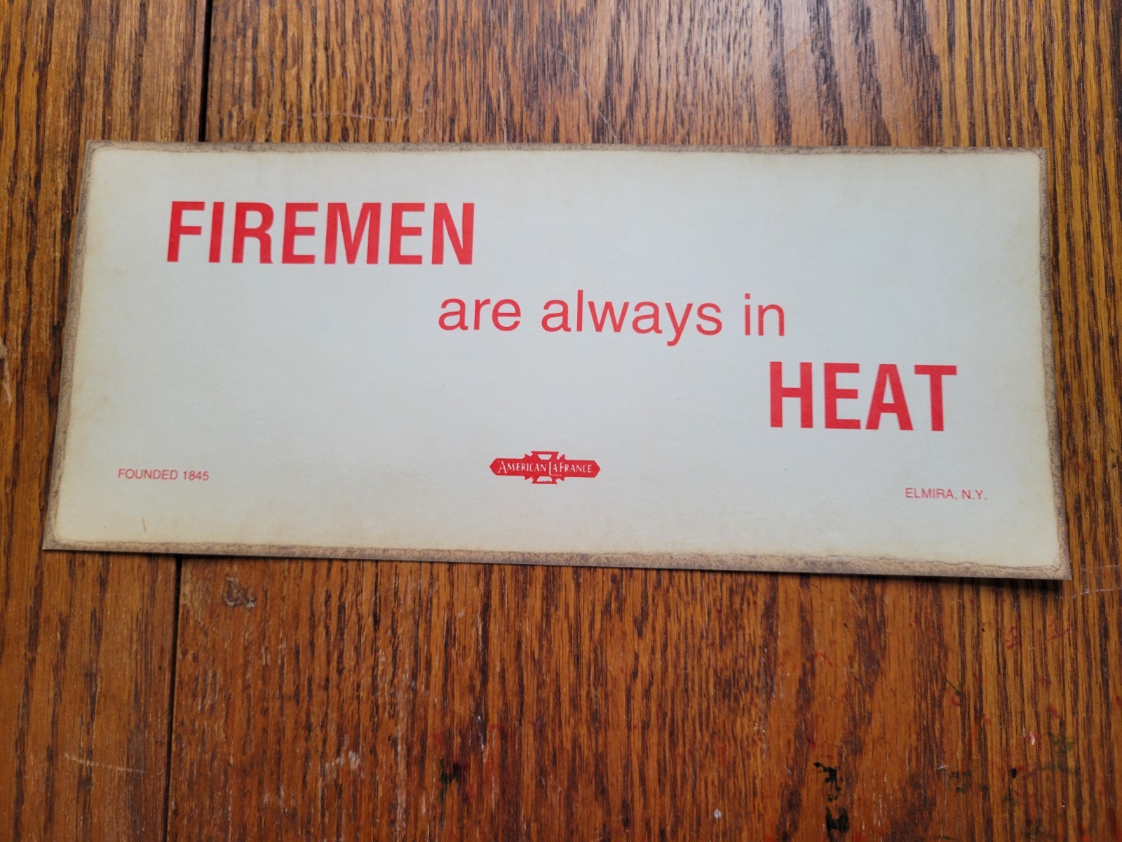 Vintage American Lafrance Firemen Sign Poster
