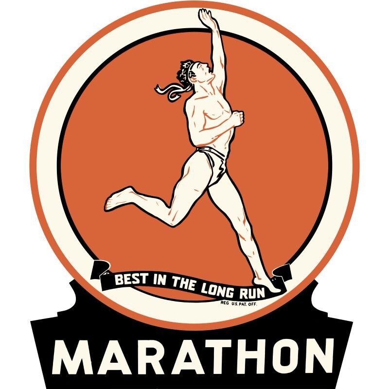 Marathon Oil, Best in Long Run DIECUT NEW 28″ Tall Sign USA STEEL XL Size 7 lbs