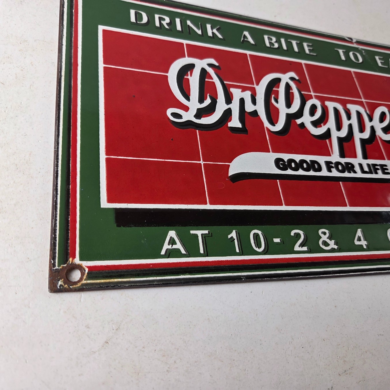 Vintage Dr Pepper Porcelain Sign – Beverage Soda Cola Advertising Bar Gas Sign